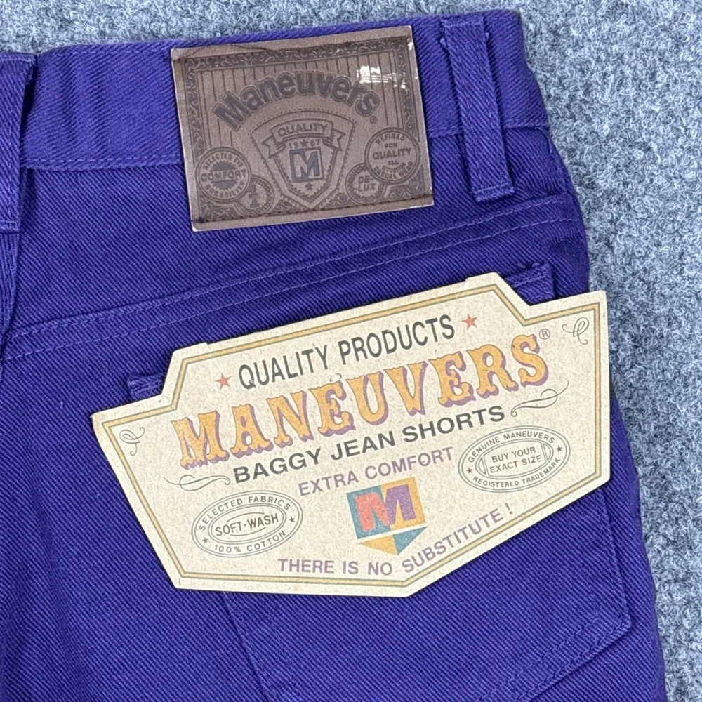VTG NWT Maneuvers by Gitano High Waisted Baggy Denim Shorts - Mulberry Size 8